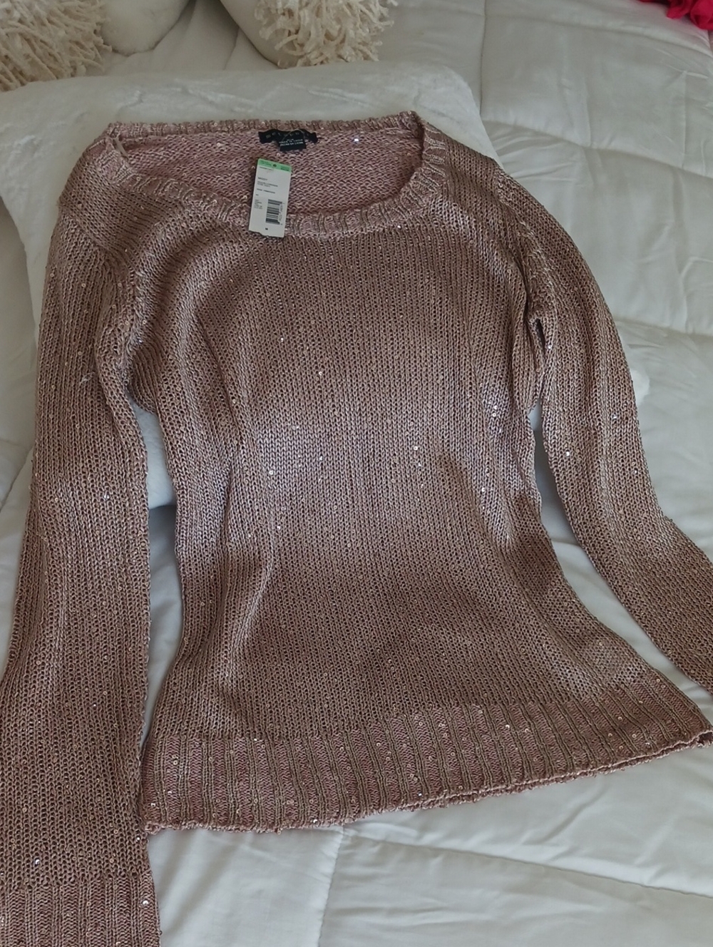 Metallic Light Pink Knit Sweater